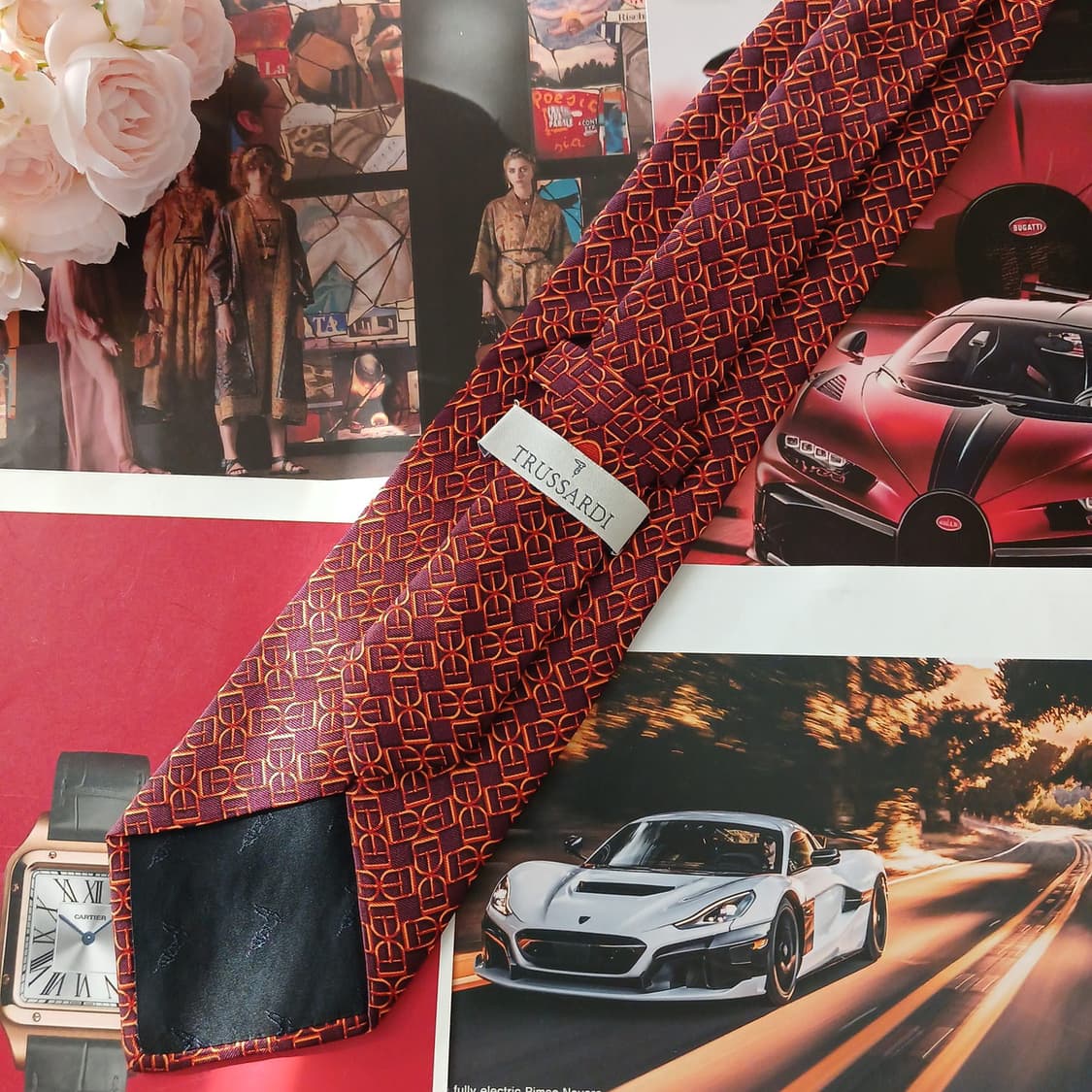 트루사르디 실크 버건디 자카드 넥타이 9.1cm A+등급 A18823
 상품이미지4