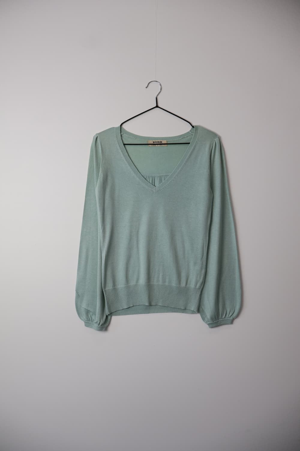 Jpn Mint Green VNeck Balloon Sleeve Knit 상품이미지3