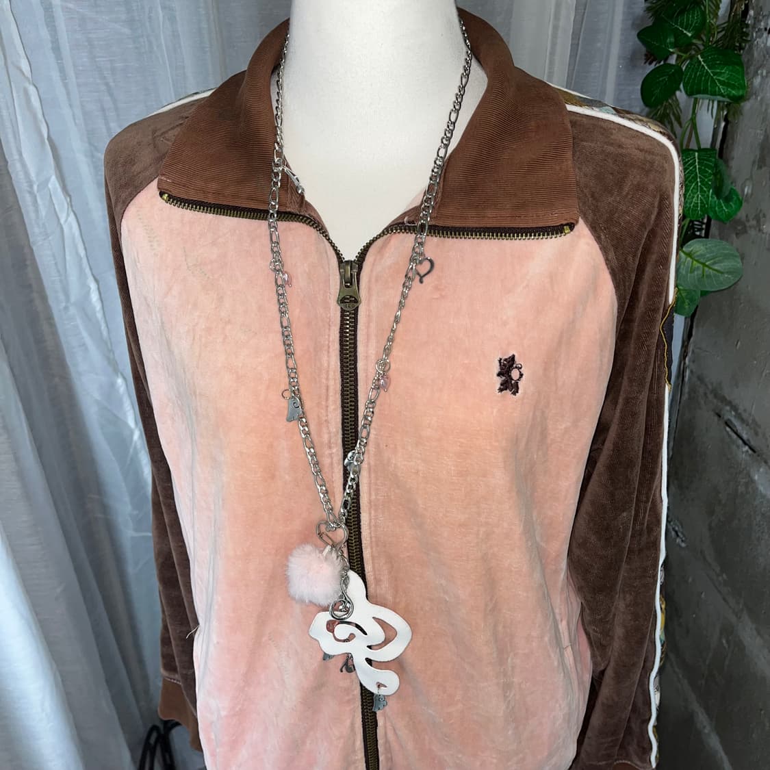 갸루 핑크 벨벳 져지 상품이미지3