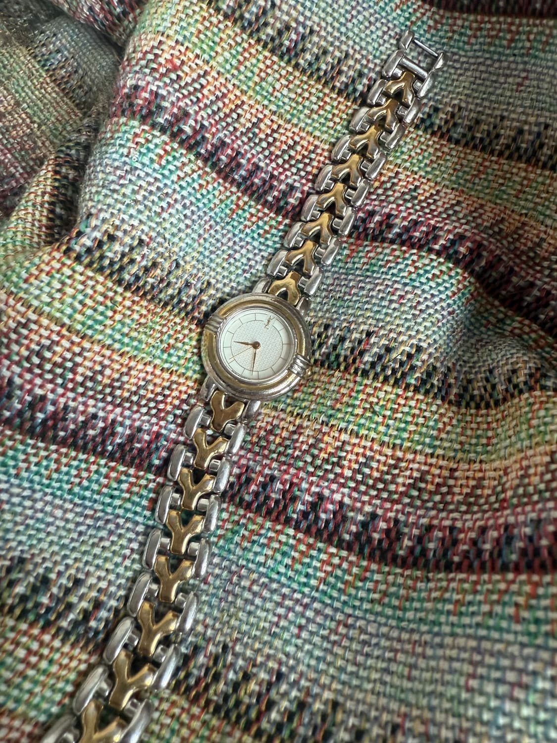 90s Ysl 생로랑 골드 실버 메탈 여성 시계 상품이미지1