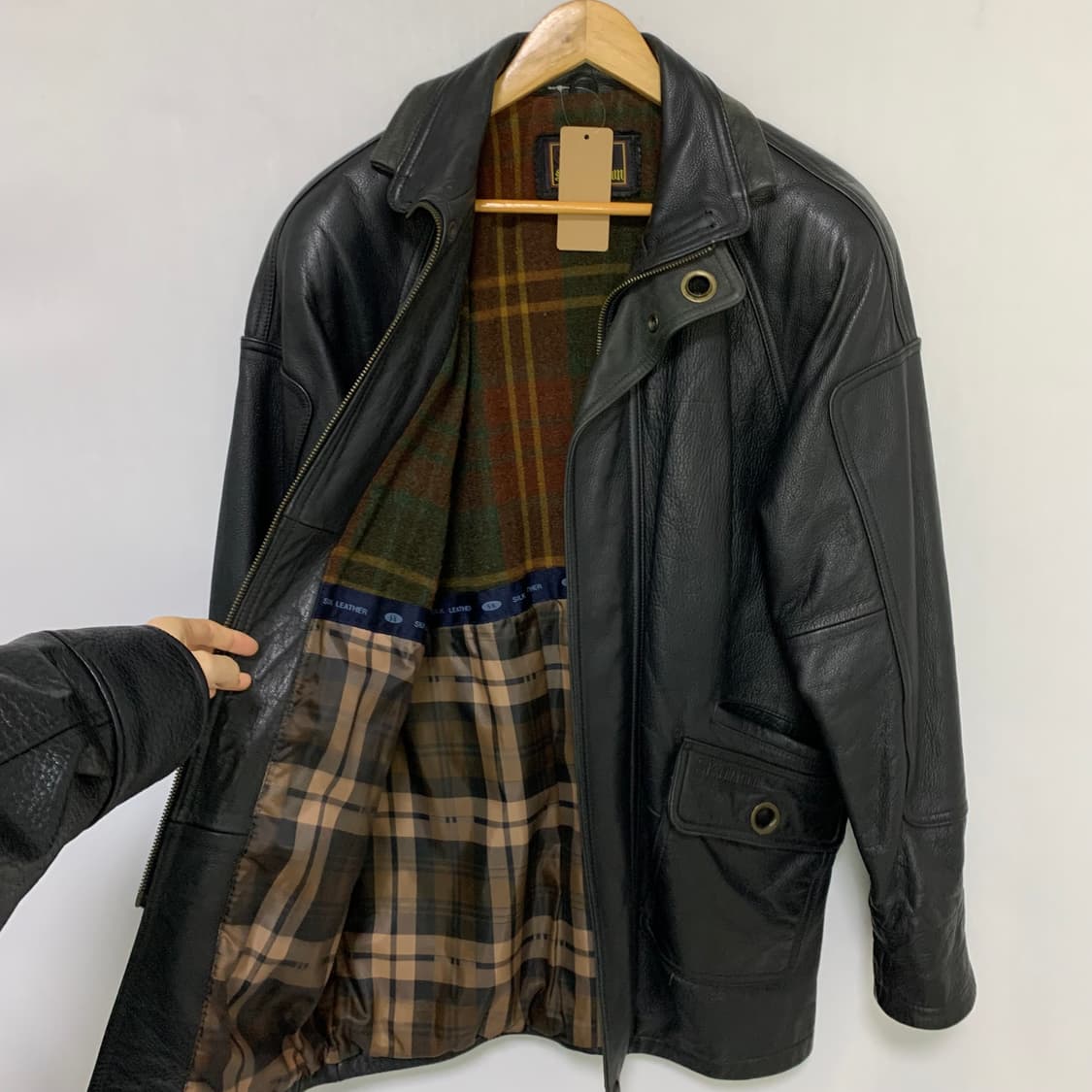 빈티지 리얼레더 소가죽 미디 코트 자켓 상품이미지3