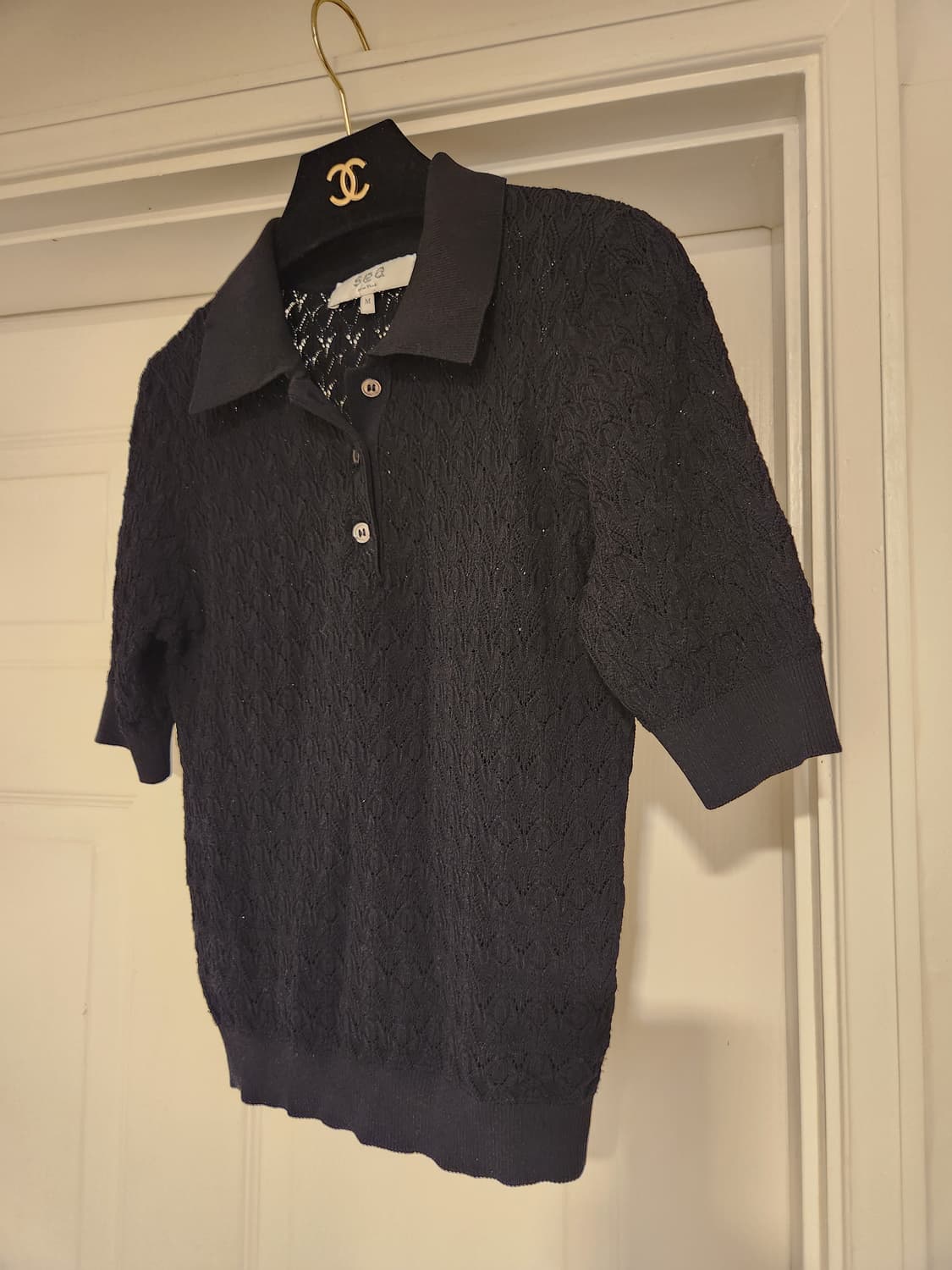 (정품)씨뉴욕 SEA NY 블랙 폴로 니트탑 상품이미지4