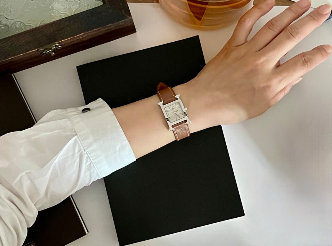 HERMES h아워 PM 레더 스트랩 에르메스 시계 상품이미지9