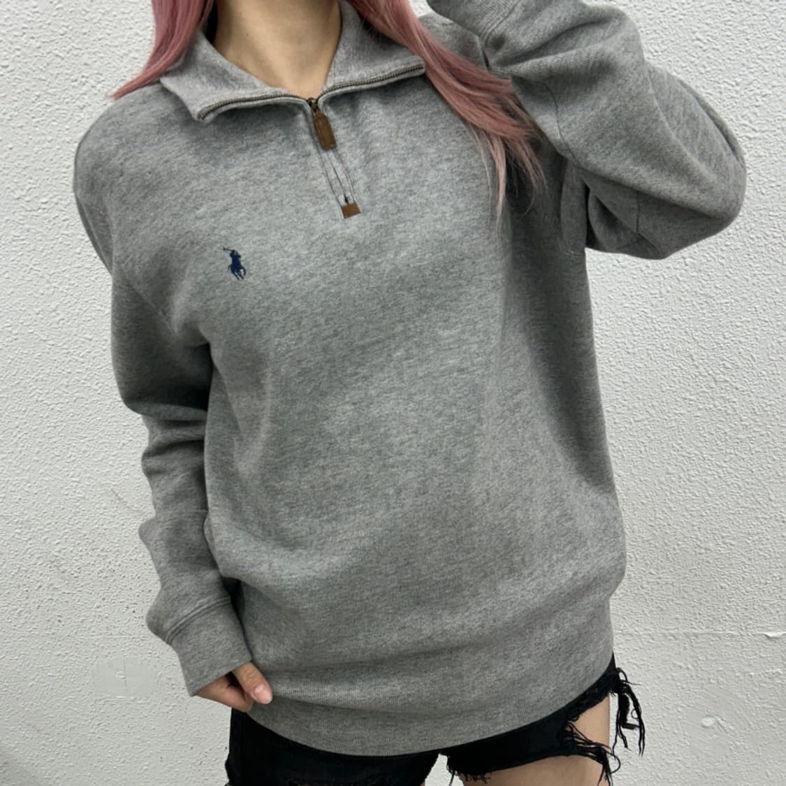 폴로 랄프로렌 네이비포니 그레이 반집업 L 상품이미지1