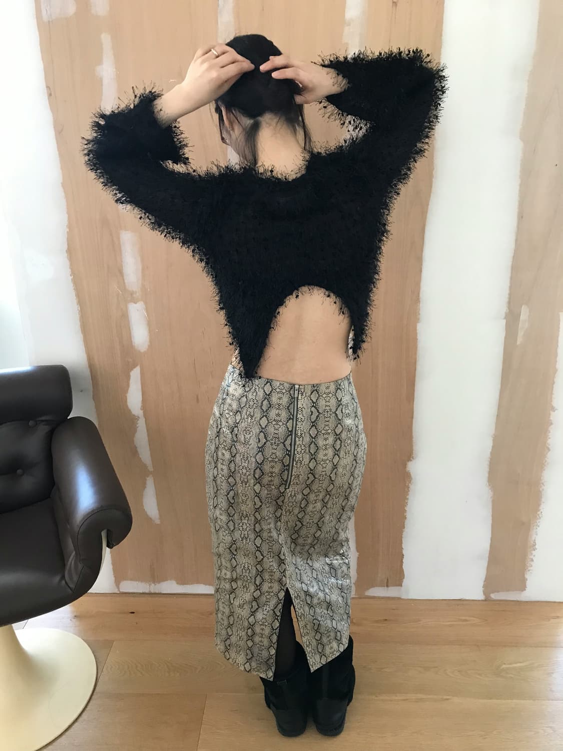 vintage black slit top 상품이미지2