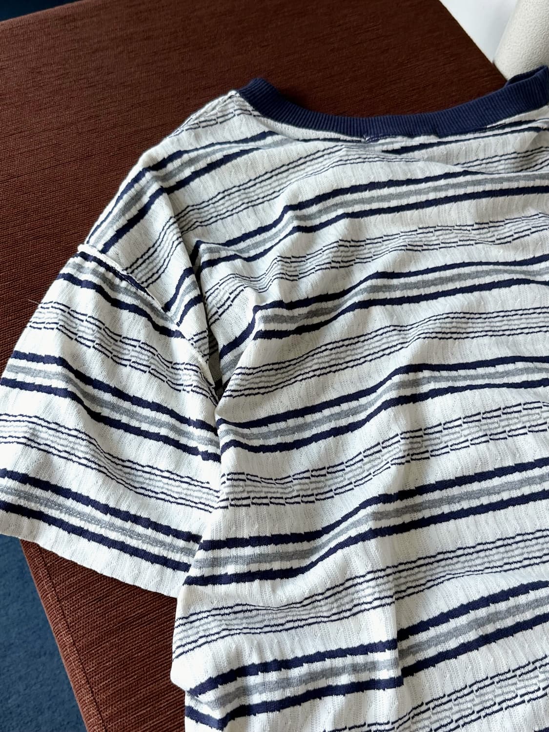 Cotton jacquard design stripe knit tee 상품이미지3
