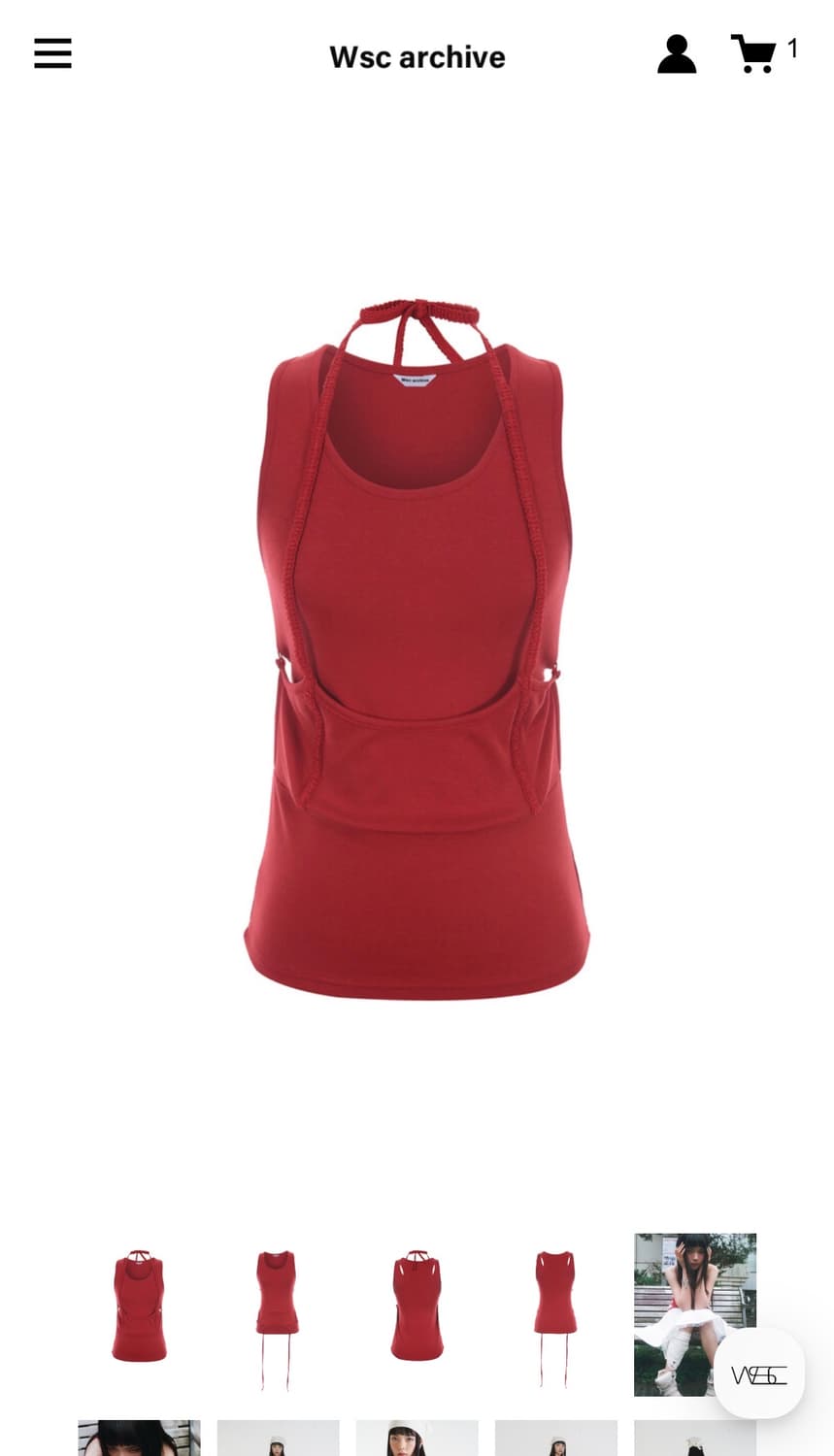 Wsc아카이브 더블 미디 샤 스커트 화이트, 슬리브리스 세트 상품이미지2