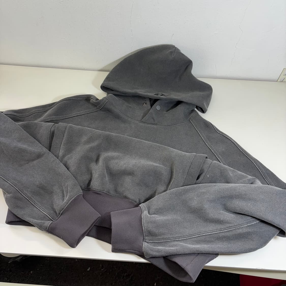 L-XL 카파 피그먼트그레이 가오리오버핏 스웻코튼 후드티 상품이미지3