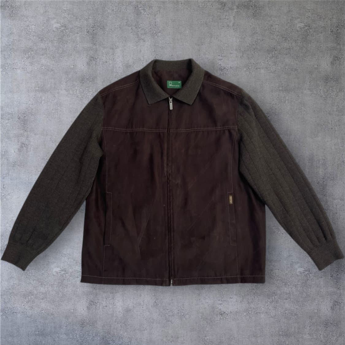 로가디스 진브라운 니트소매 스웨이드 믹스 블루종 자켓 105 상품이미지1