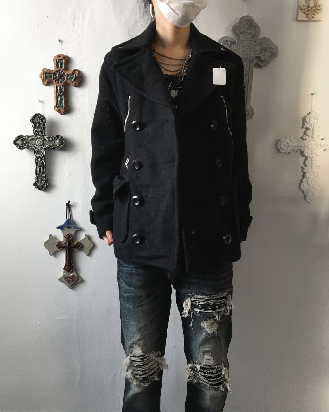 Star stud point double button coat 상품이미지6