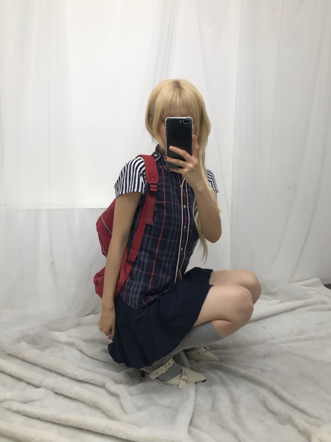 버버리 체크 셔츠 톤온톤 코디 상품이미지1