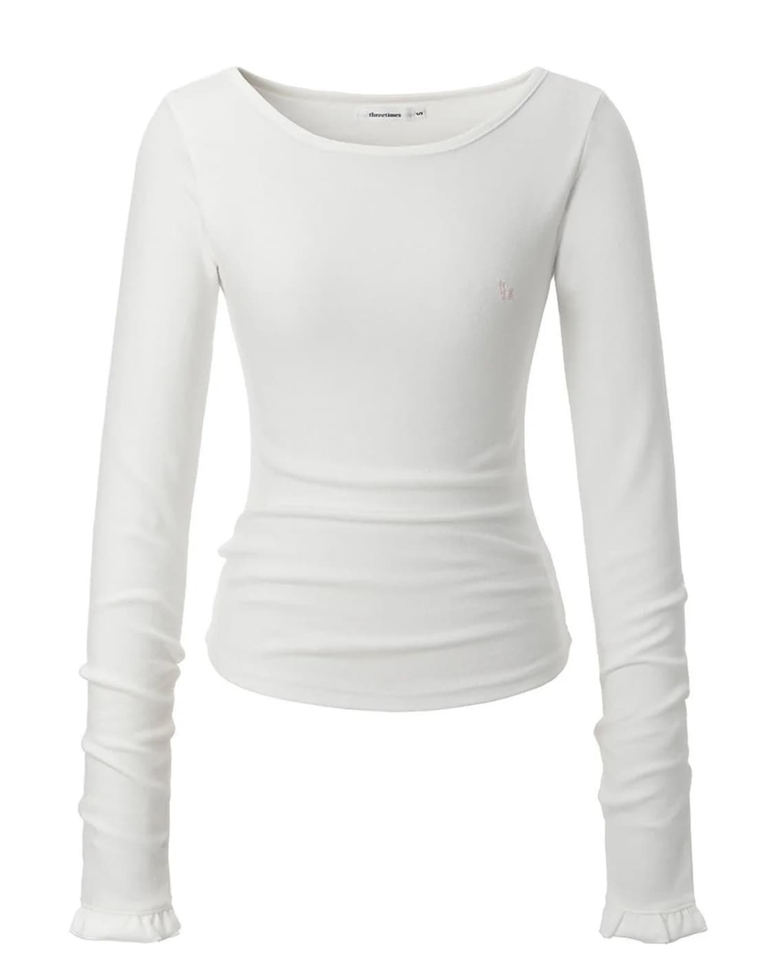 쓰리타임즈 히든 로고 티 아이보리 상품이미지1