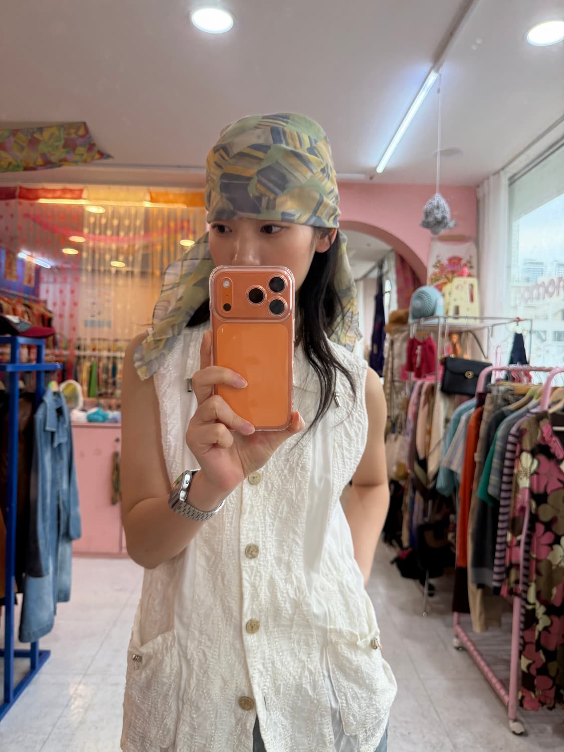 빈티지 파스텔 패턴 스카프 상품이미지3