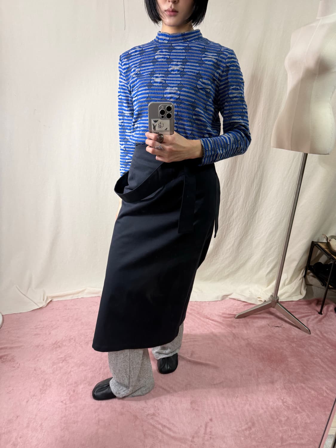 (새상품) Qtume 서스펜더 스트레이트 스커트 상품이미지1