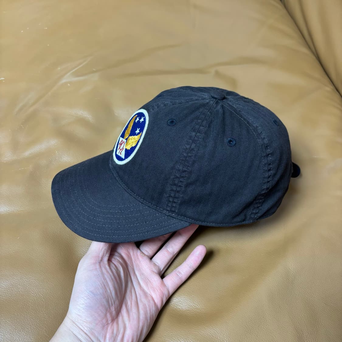 RRL 더블알엘 랄프로렌 폴로 윙로고 6패널 볼캡 모자 워시드 블랙 상품이미지4