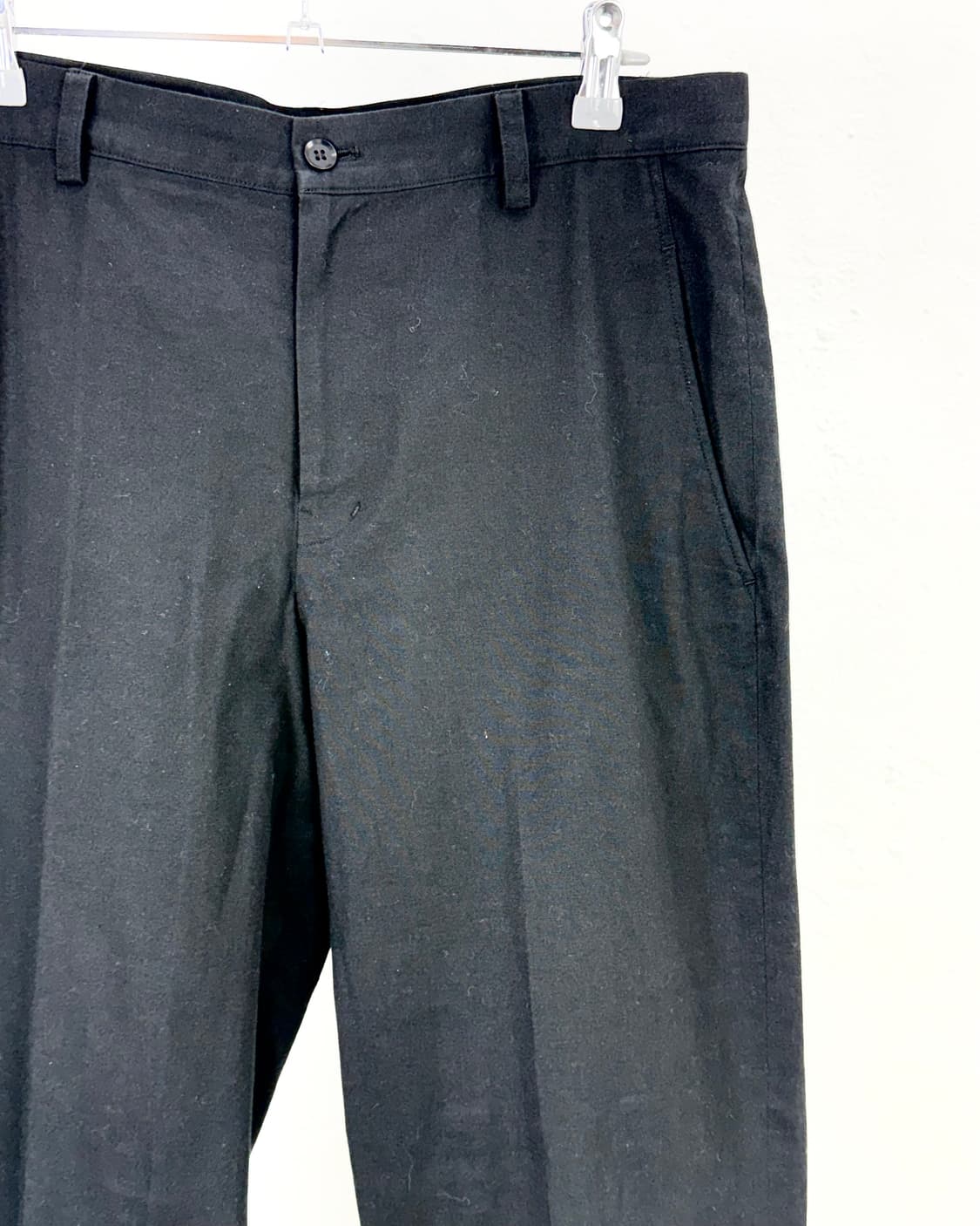 요지야마모토 블랙 하프 카치온 코튼 팬츠 상품이미지3