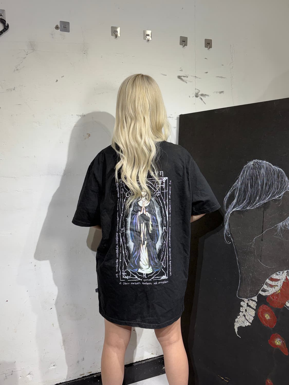 Jpn 일본빈티지 성모 마리아 수녀 빅 프린팅 반팔 티셔츠 Xl 상품이미지2