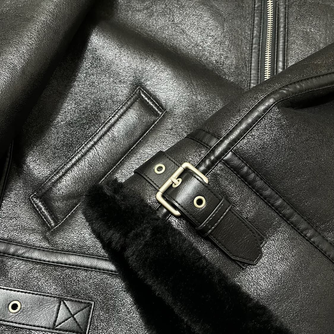 LEFT 남성 레더 양털 무스탕 가죽자켓 M/95  상품이미지6