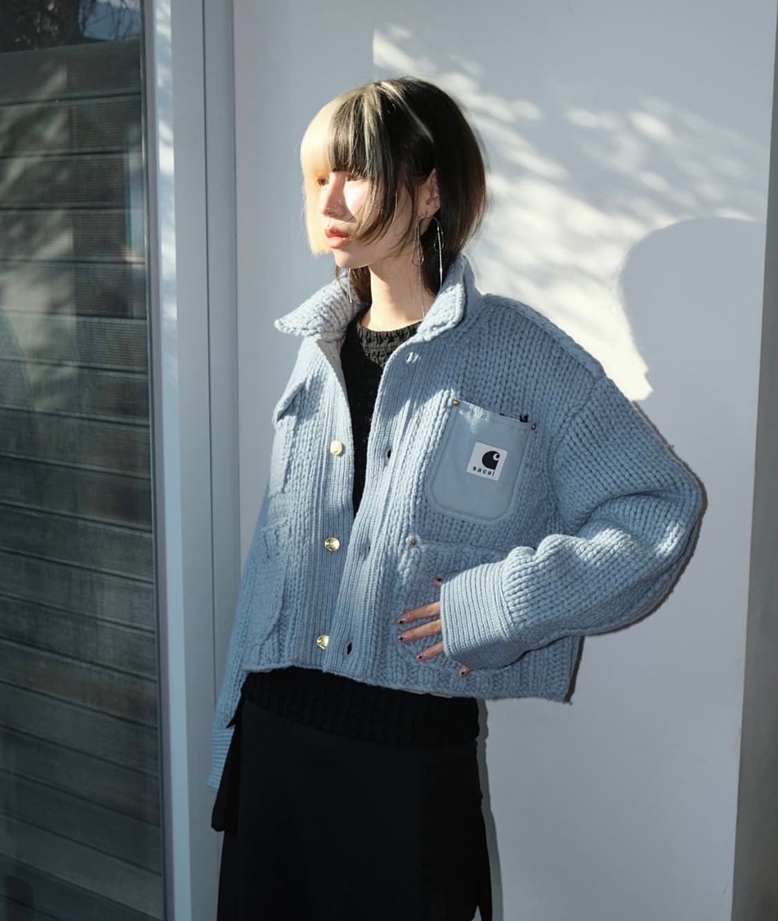 사카이 x 칼하트 WIP 니트 자켓 미시간 라이트 블루 사이즈1 [판매] 상품이미지4