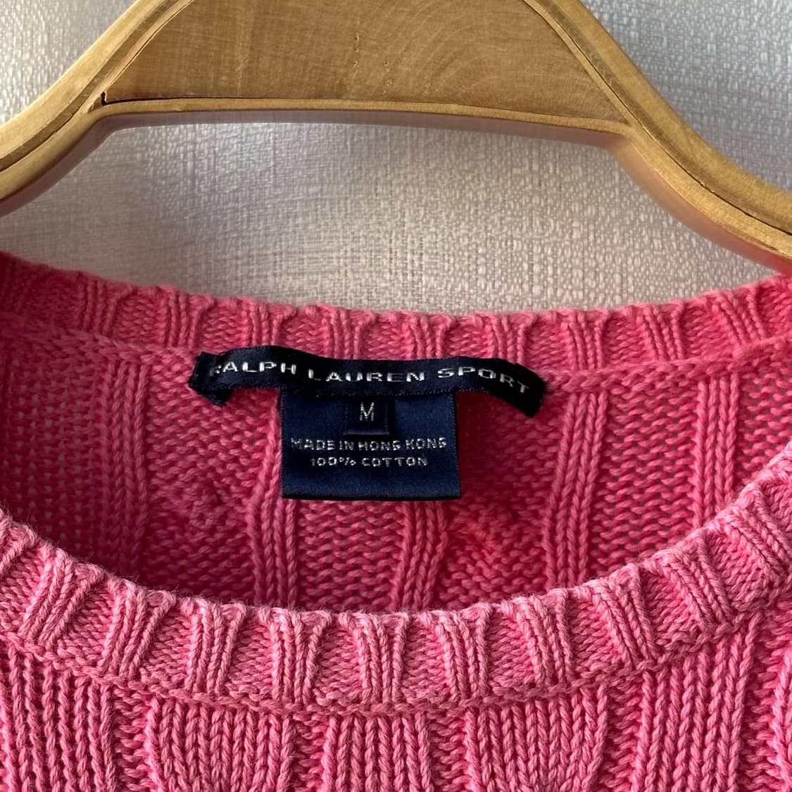 랄프로렌 스포츠 케이블 니트 코튼 스웨터 핑크 M 상품이미지9