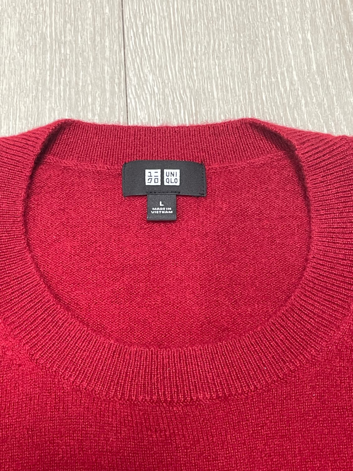유니클로 캐시미어 니트 레드 L (착샷O) 상품이미지3