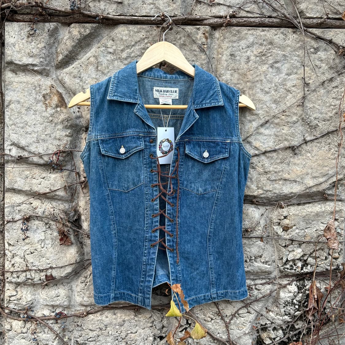 빈티지 여성 가죽 끈 청조끼 베스트 보헤미안 웨스턴 Y2k 상품이미지1