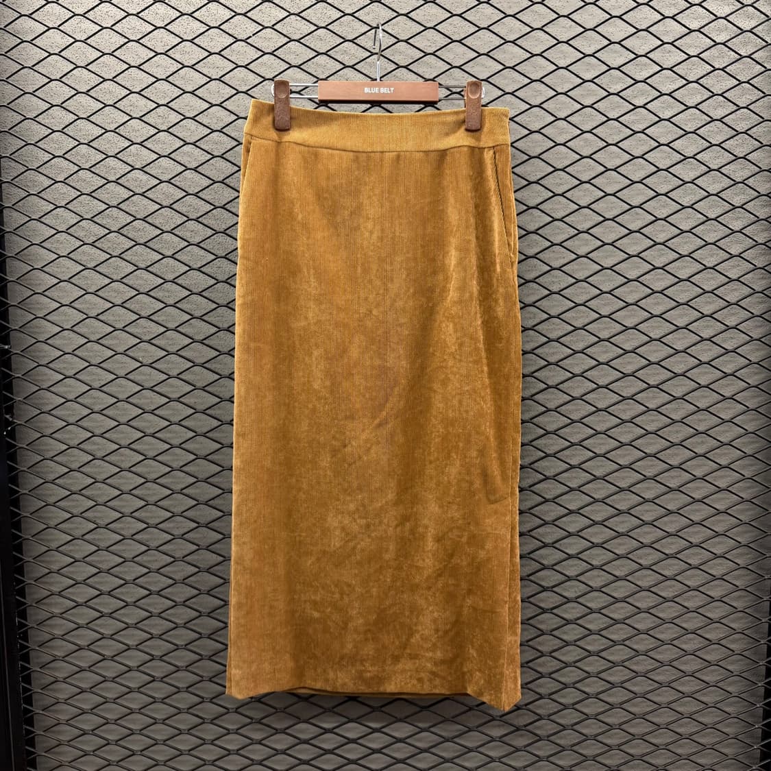 JPN VINTAGE 코듀로이 롱 스커트 H라인 옆트임 디테일 브라운 상품이미지2