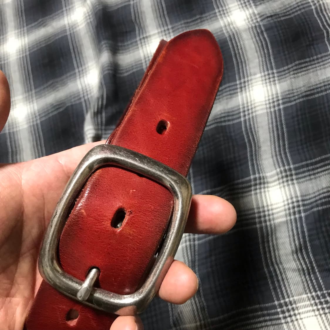 00s 재팬 어반리서치 리얼 레드 통가죽 벨트 상품이미지4