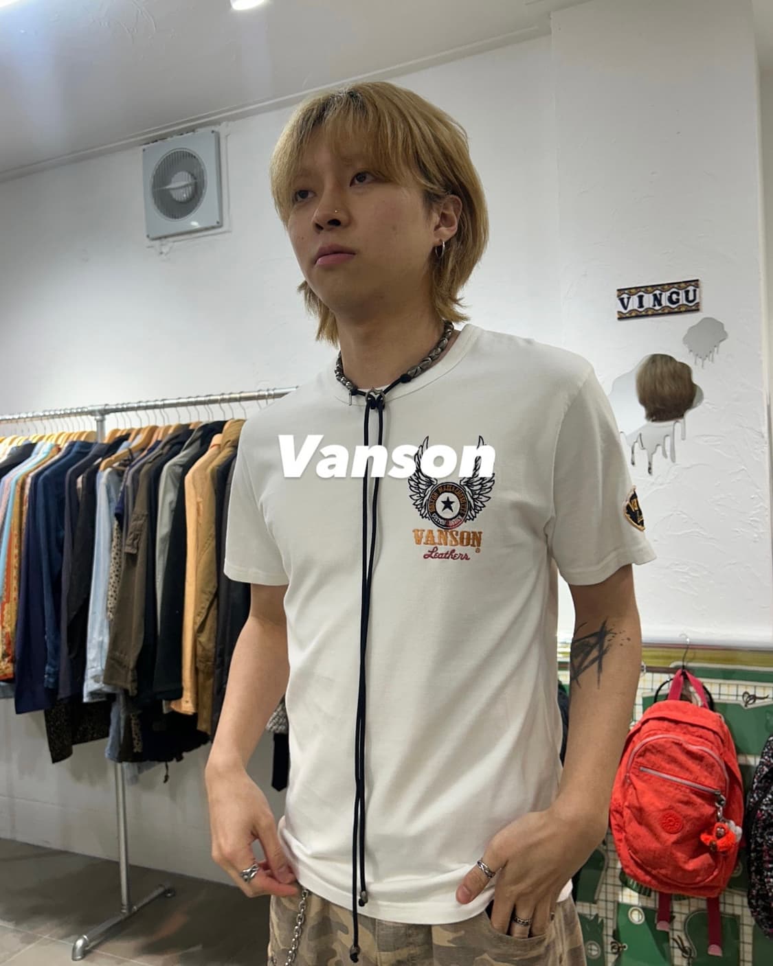 Vanson 밴슨 로고 패치 반팔 티셔츠 상품이미지1