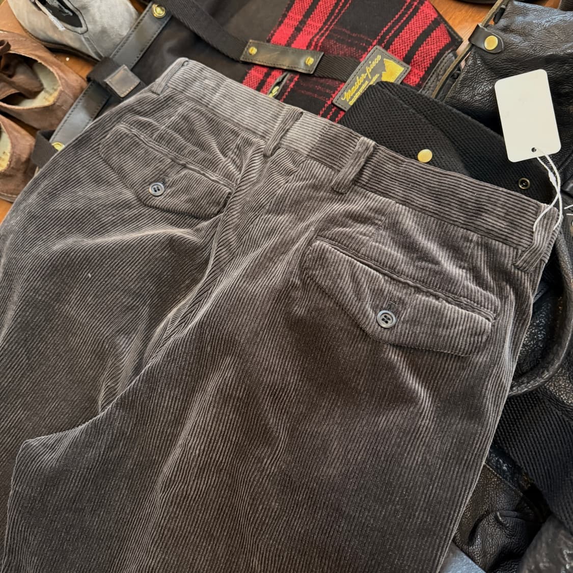 90S 이세이미야케 코튼라벨 차콜 그레이 코듀로이 팬츠 바지 34 상품이미지6