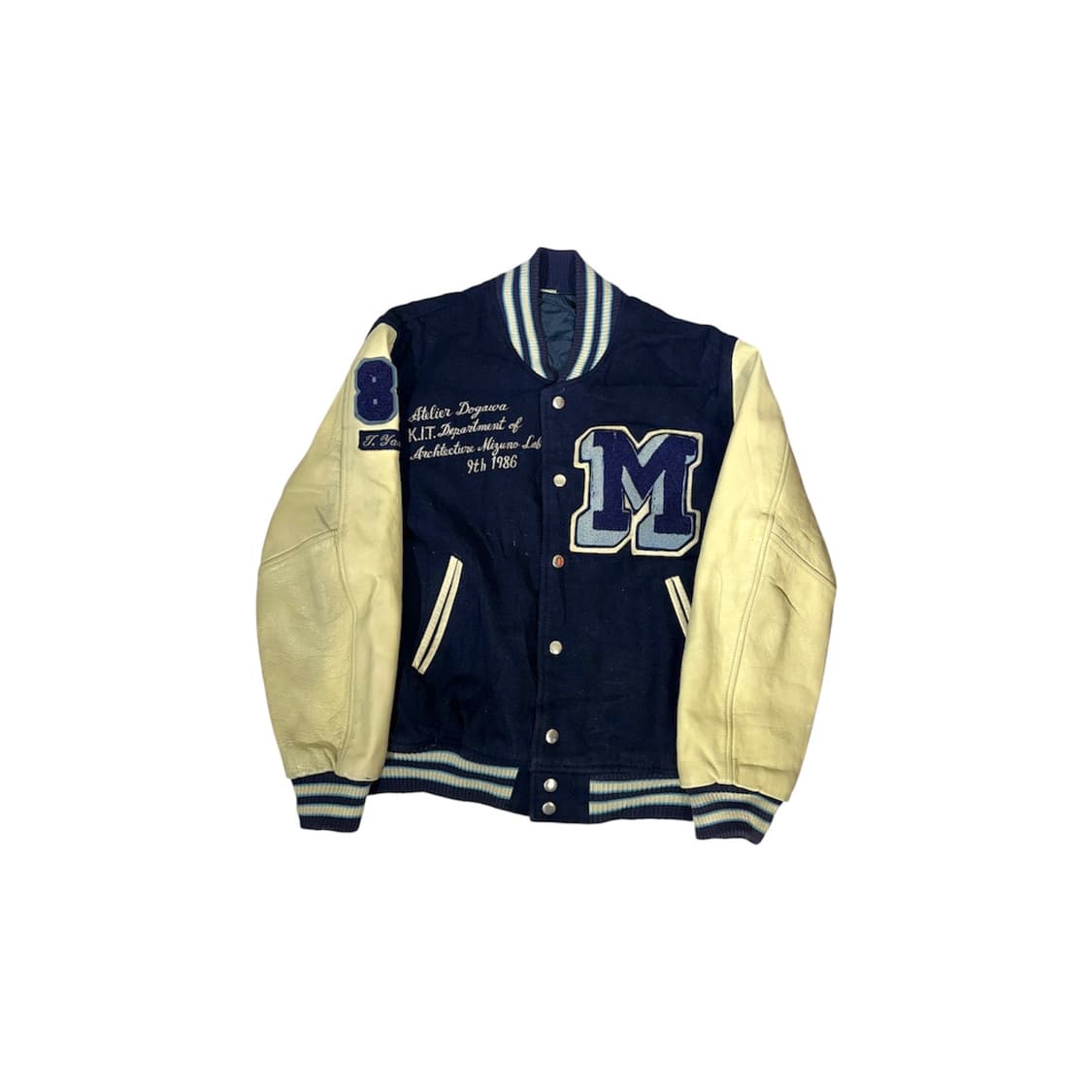 일본 빈티지 블랙 자수 가죽 레더 바시티 스타디움 자켓  상품이미지5