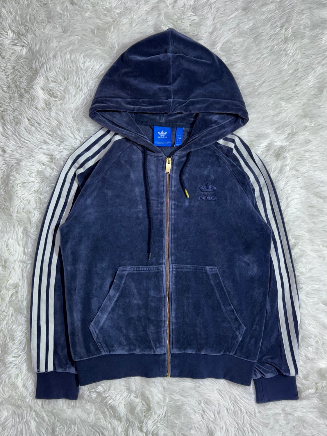 아디다스 벨벳 삼선 네이비 오버핏 후드집업  상품이미지4