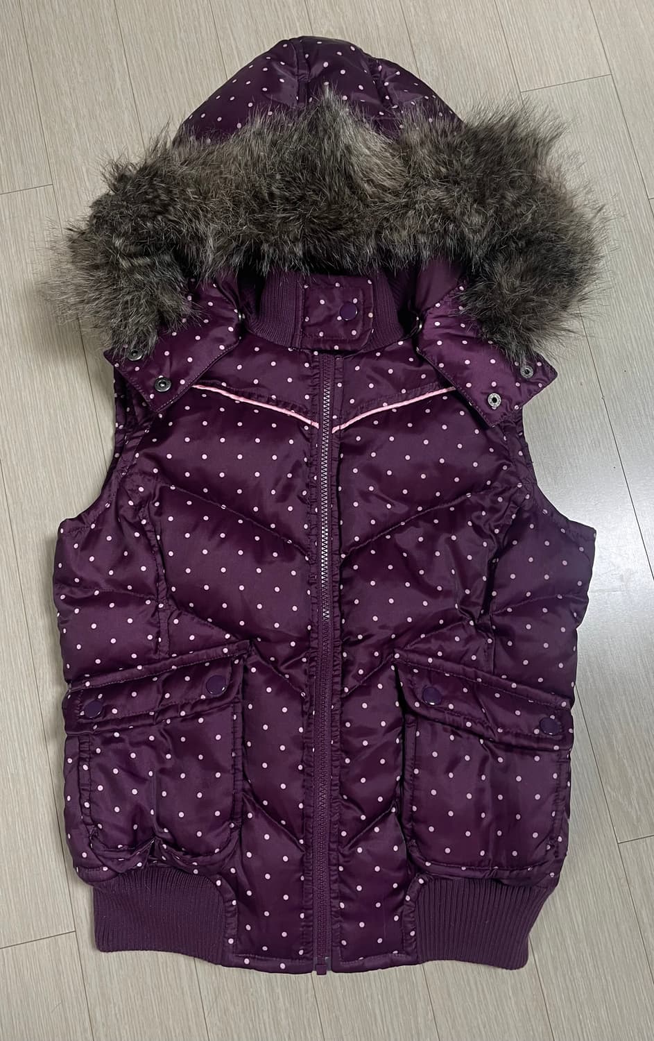 Vintage 힐피거데님 갸루키치 도트 퍼 조끼패딩 상품이미지1