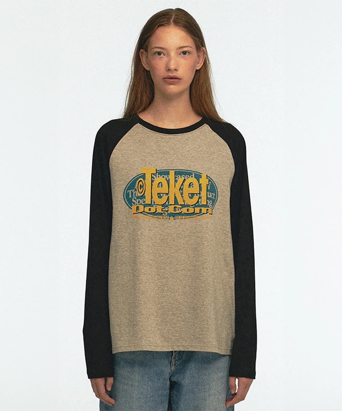 [L] 테켓 도어벨 롱슬리브 티 멜란지 그레이 상품이미지1