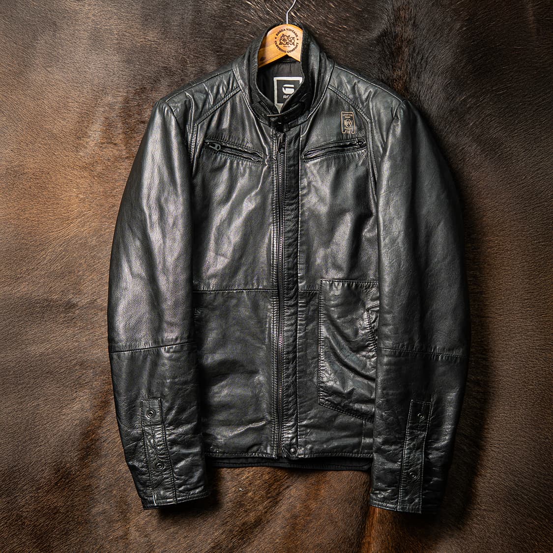 [M] G-STAR RAW 지스타 로우 고트스킨 카페레이서 자켓 블랙  상품이미지1