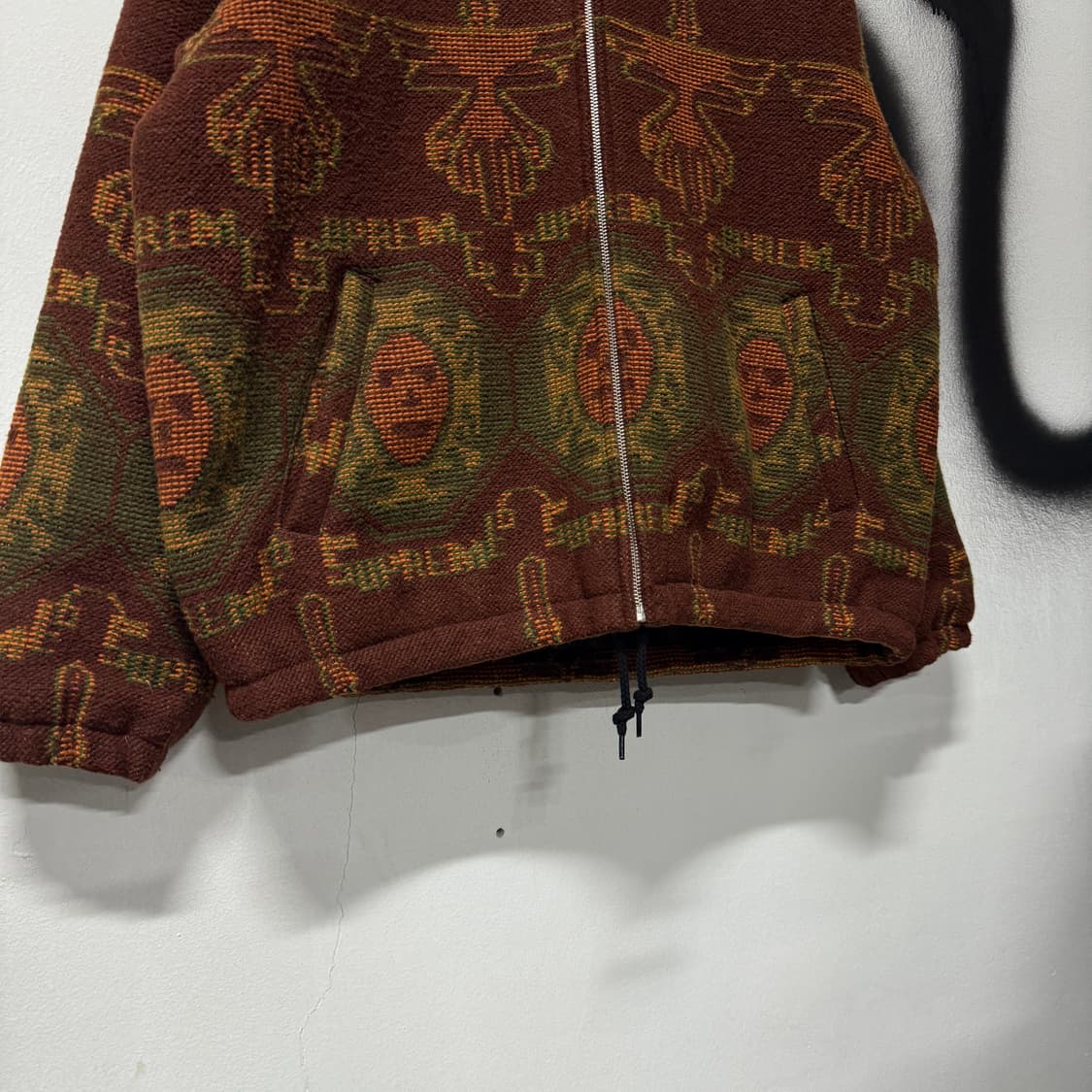 슈프림 22fw 우븐 (울) 에스닉 집업 후드 자켓 러스크 상품이미지4