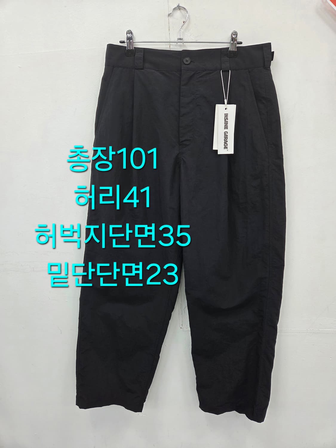 1사이즈 [새상품]노드 아카이브X인세인개러지  와이드 나일론 팬츠 블랙 상품이미지2