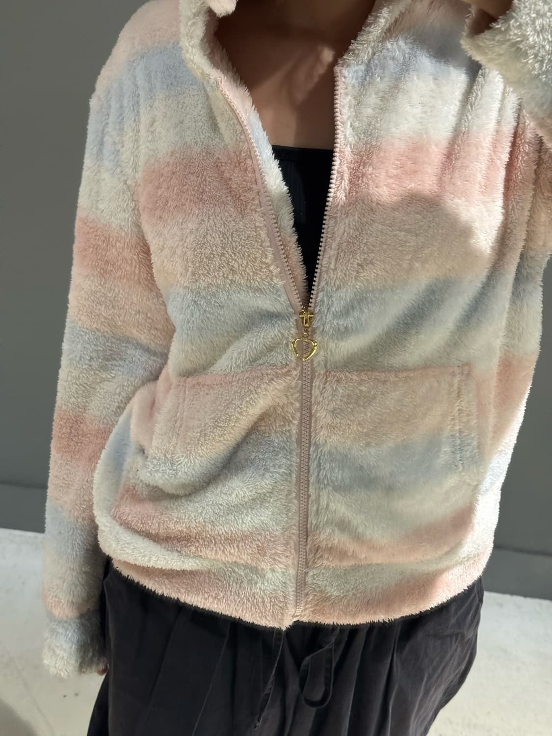 rabbit ear point stripe hood zip-up 상품이미지4