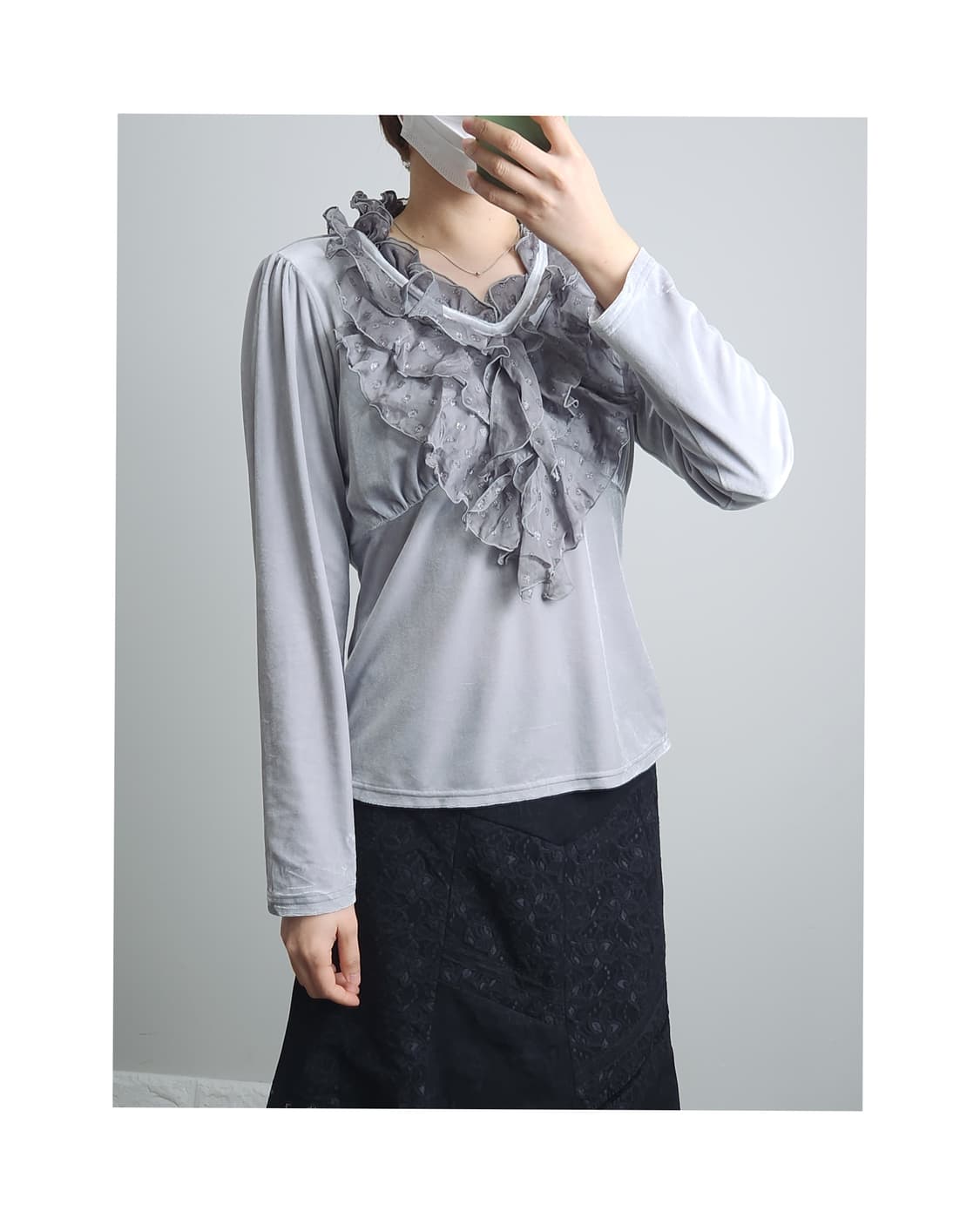 벨벳 프릴 탑 상품이미지1