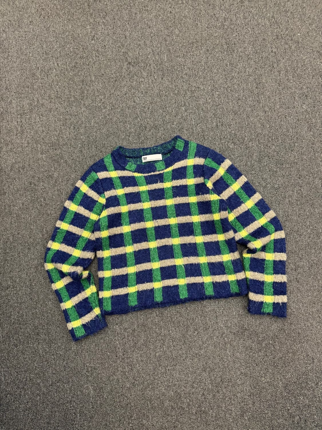 OS)SLY 빈티지 체크 패턴 여성 니트 상품이미지1