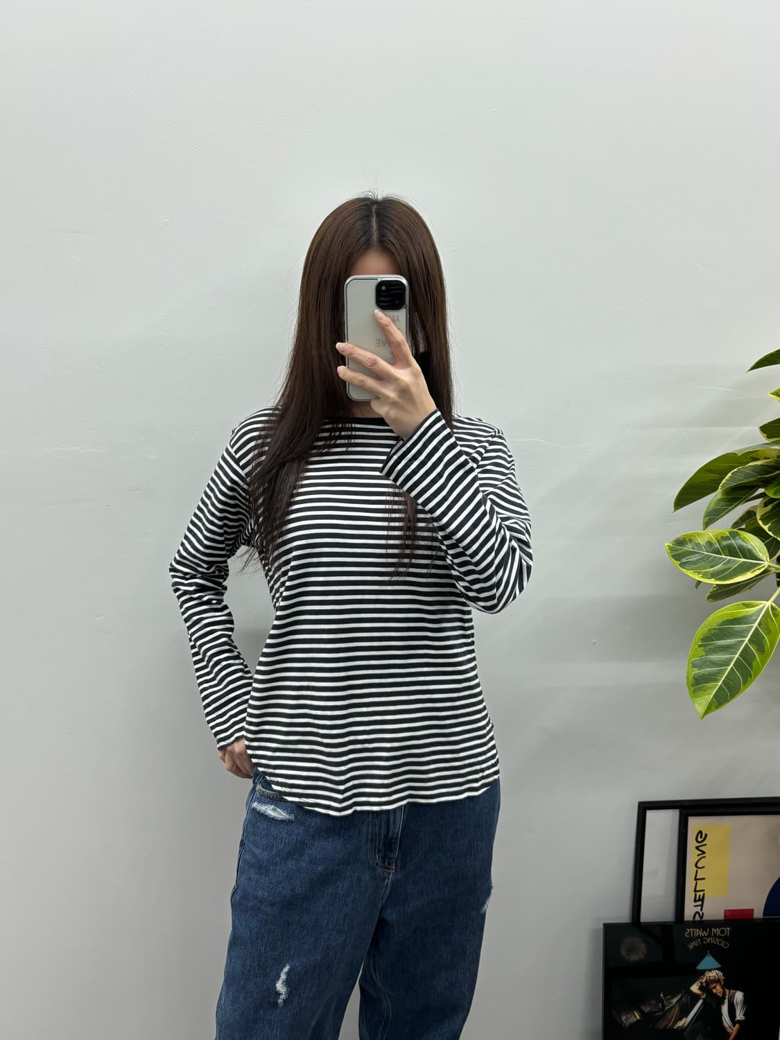 유니클로 줄무늬 긴팔티셔츠 상품이미지1