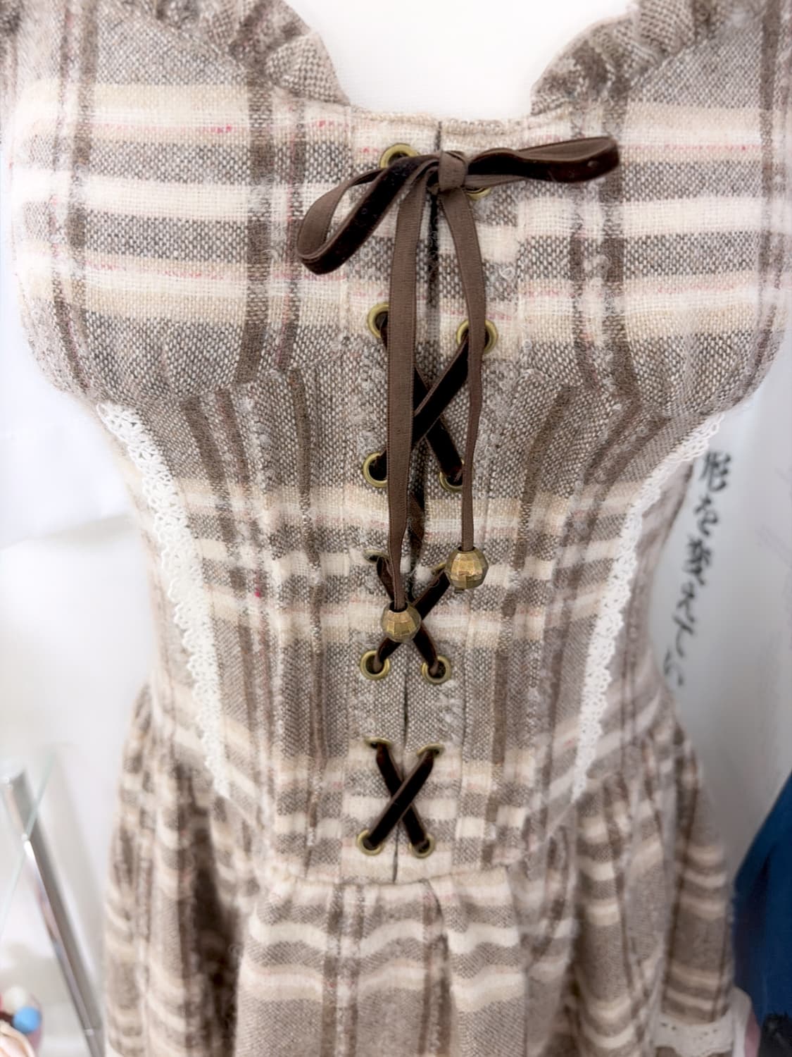 리즈리사 히메갸루 라떼갸루 딸기초코 체크 아일렛 원피스 아가일 상품이미지3