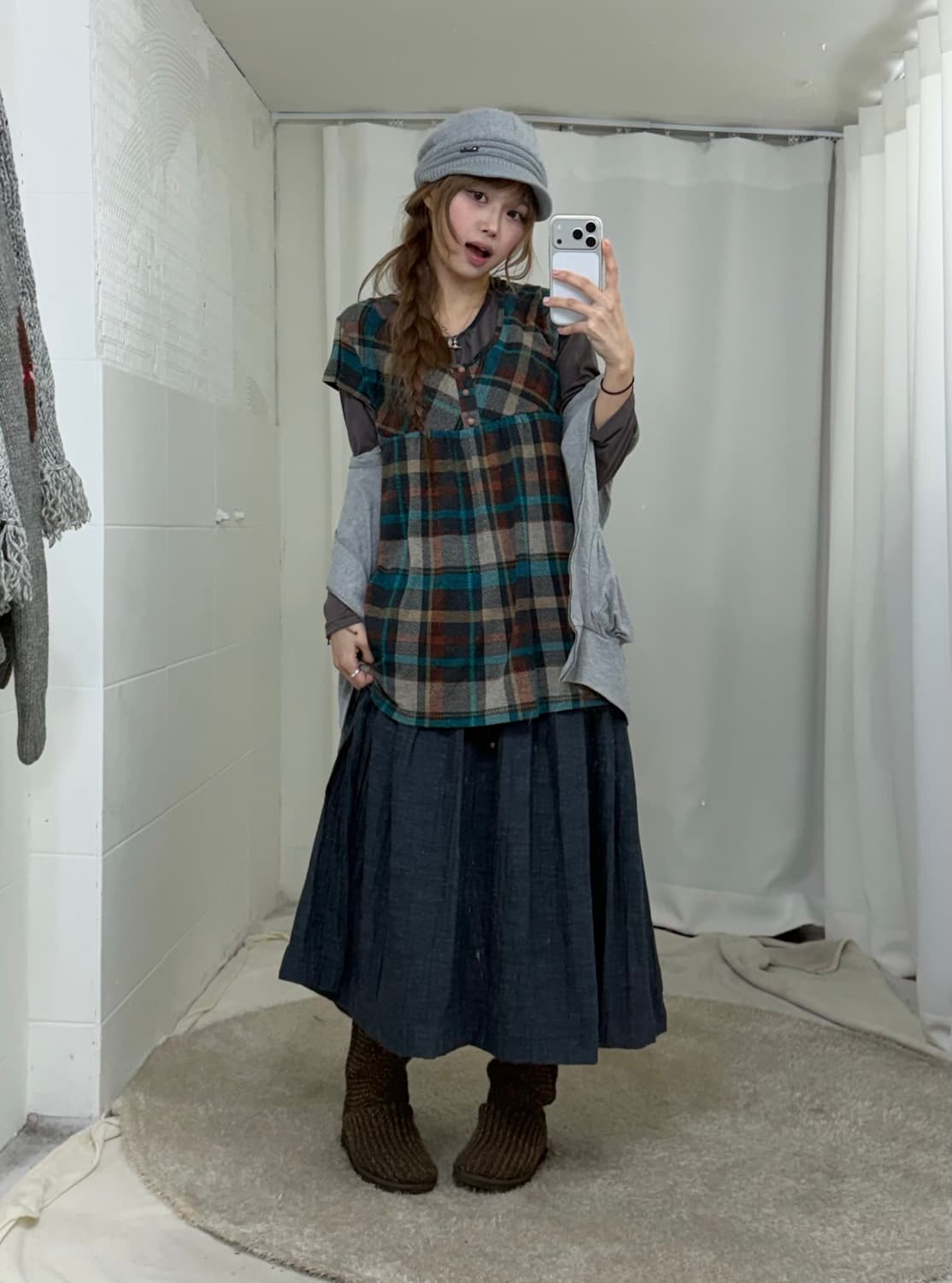 데일리 히피모리 너드 하구미 아가일 코위찬 코디세트 상품이미지4