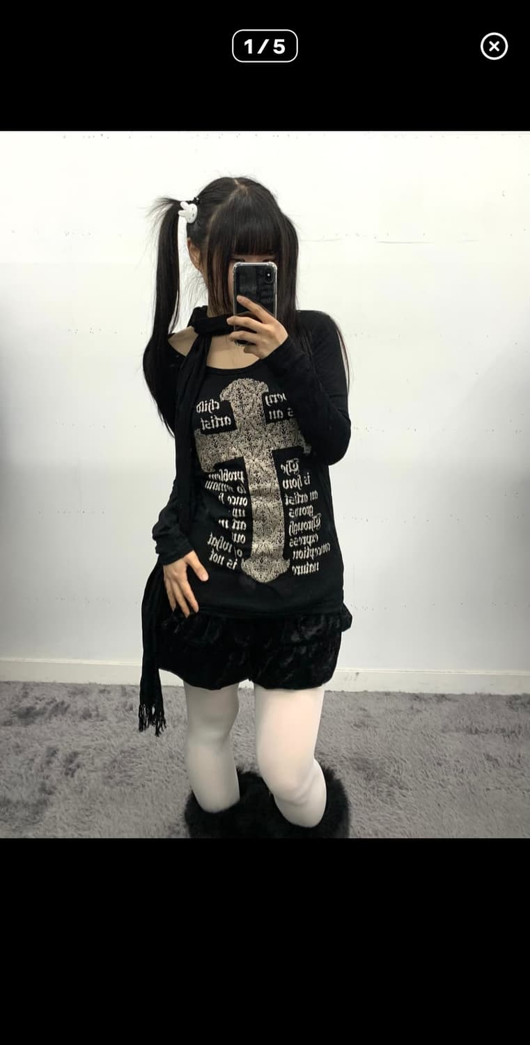 재패니즈 펑크 십자가 프린팅 롱슬리브 상품이미지1