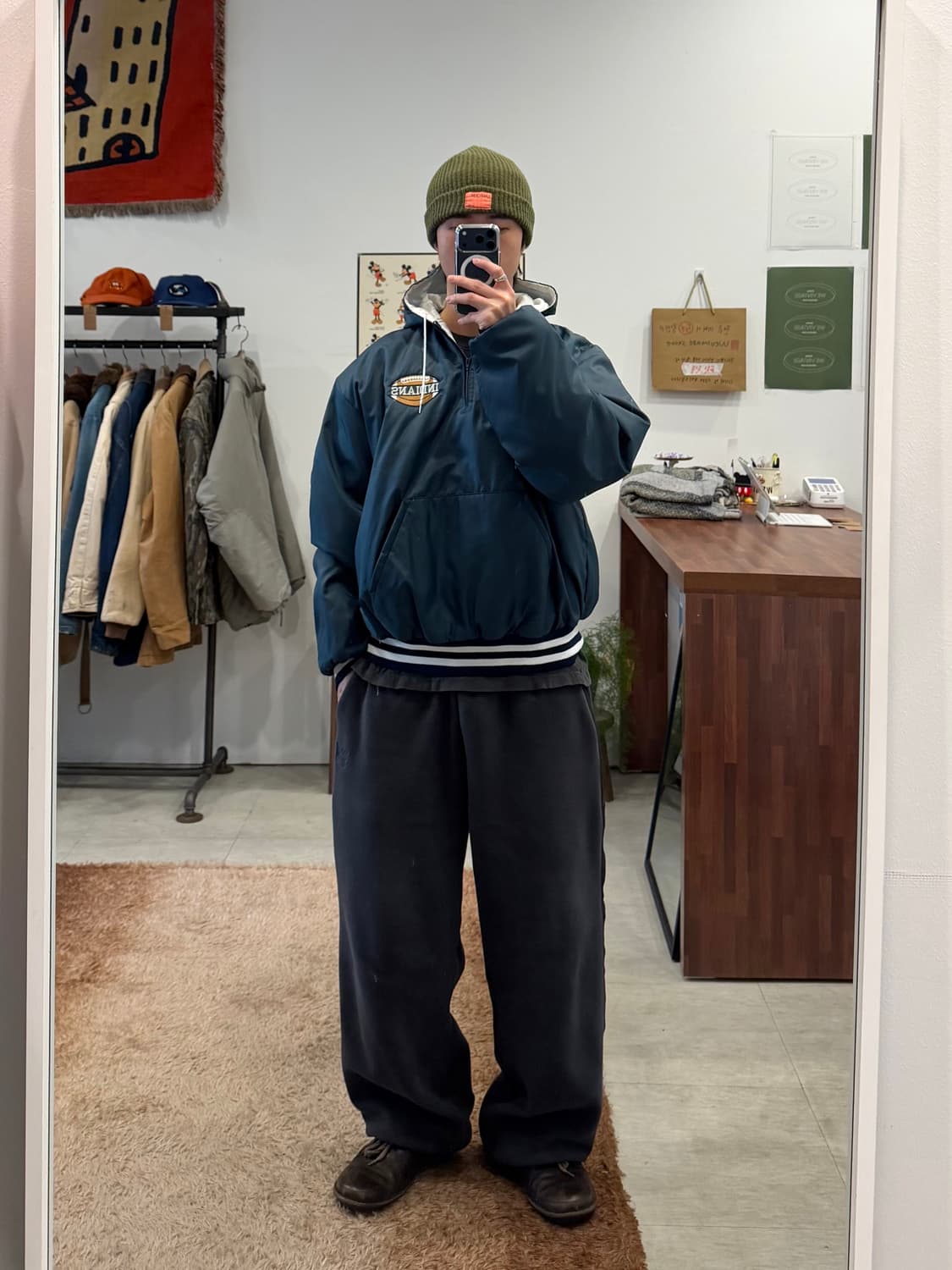 90s Holloway 나일론 쿼터 집업 아노락 후드 웜업 (USA) 상품이미지2