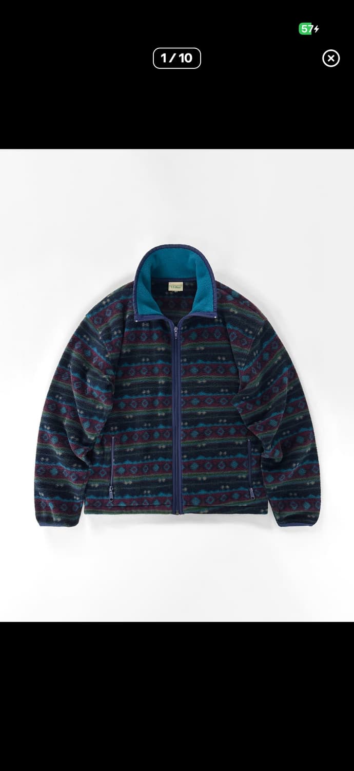 80s 빈티지 엘엘빈 지오매트릭 패턴 플리스 자켓 상품이미지1