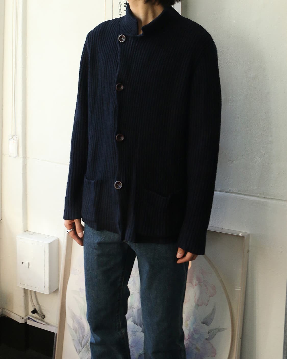 아르마니 사선 가디건 상품이미지3