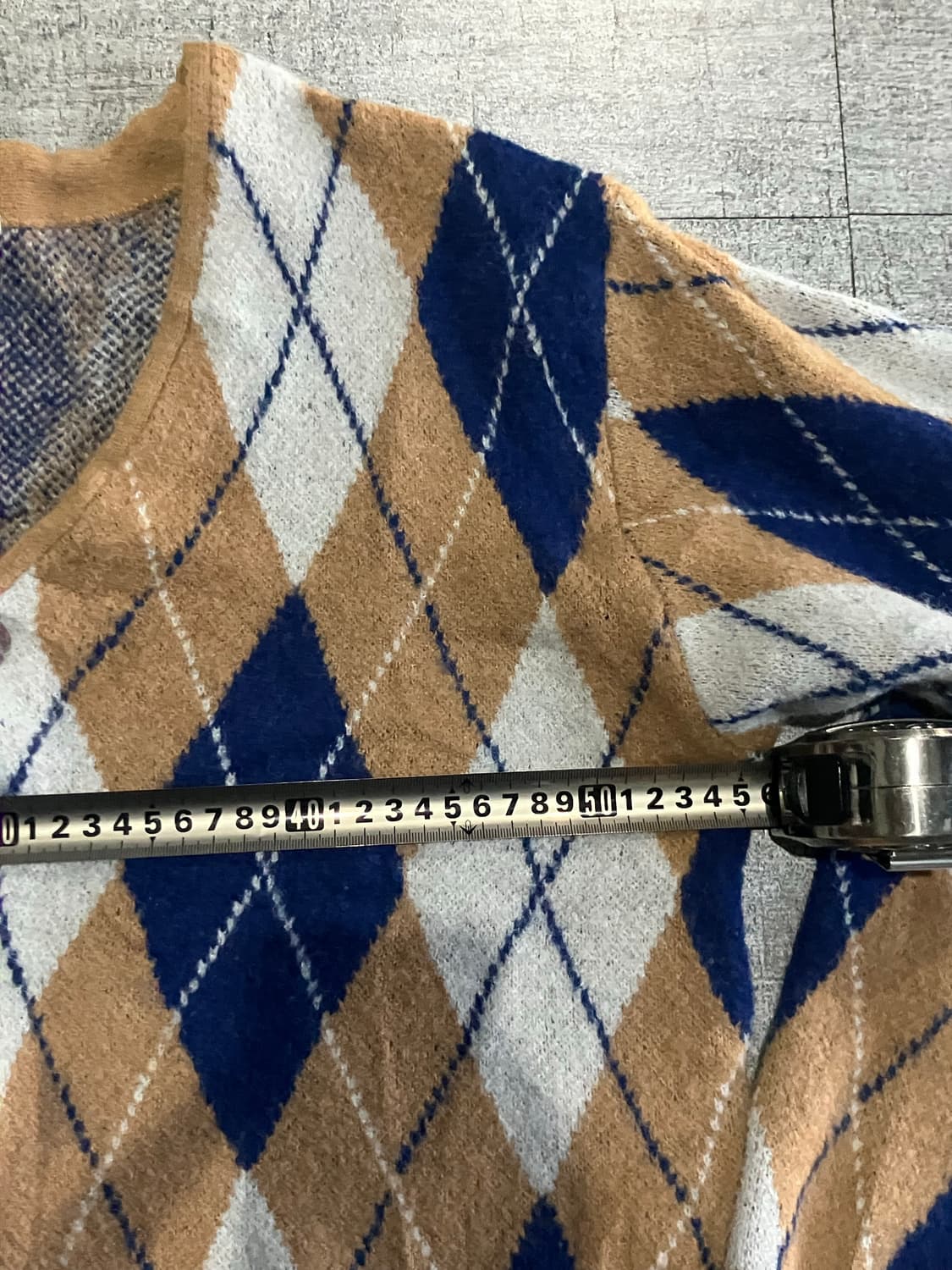 일본빈티지 올드스쿨아메카지 혁오풍 아가일 니트가디건 상품이미지2