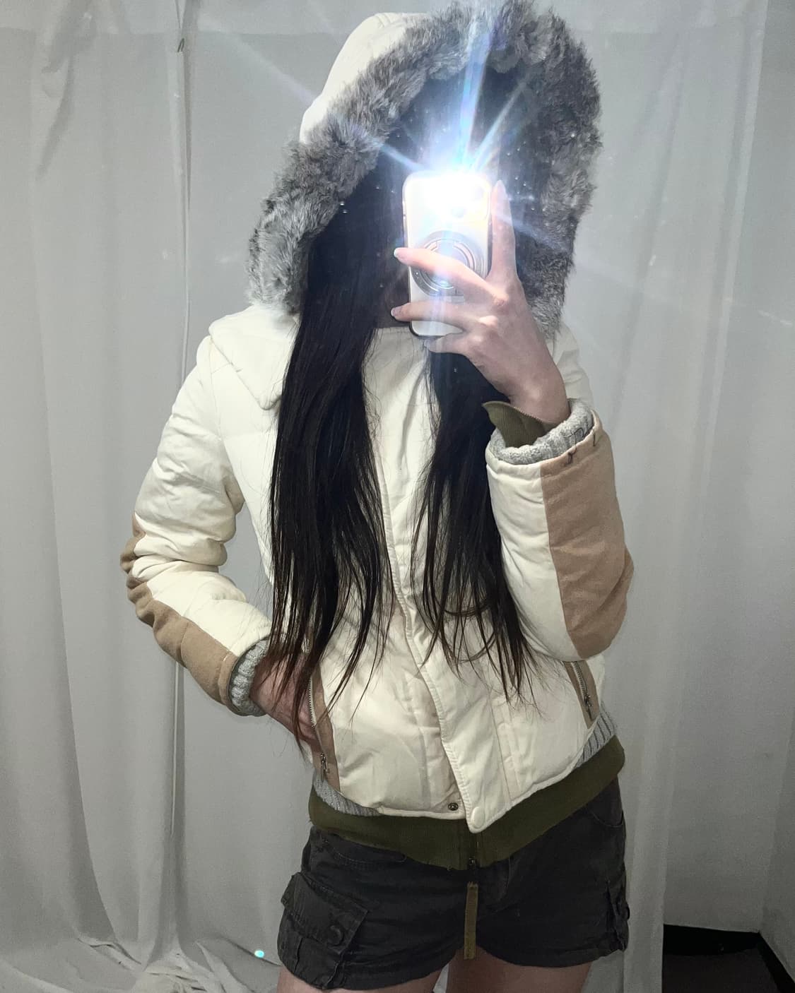 재패니즈걸st 베이지 래빗퍼 패딩 상품이미지1