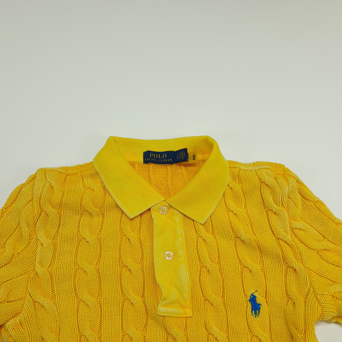 CN741W S 폴로 랄프로렌 QR 워시드옐로우 케이블 반팔 니트 스웨터 상품이미지2